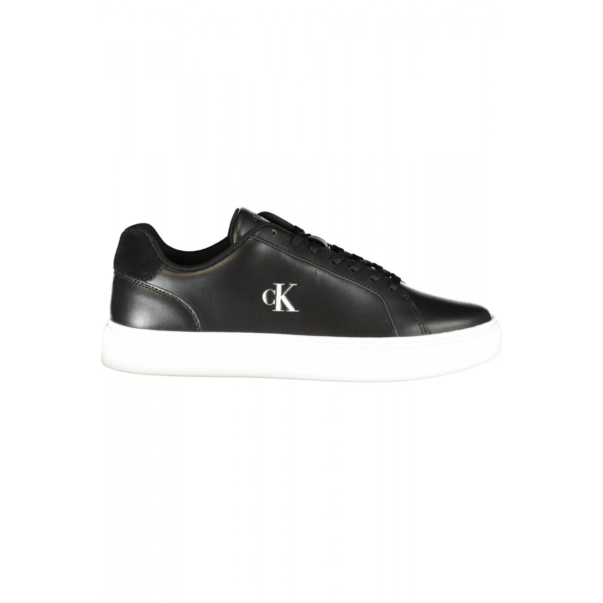 Ténis Calvin Klein pretos com atacadores, logótipo CK lateral e sola branca