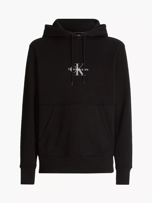 Sweatshirt preta com capuz e logótipo Calvin Klein Jeans no peito