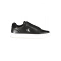 Ténis Calvin Klein pretos com atacadores, logótipo CK lateral e sola branca