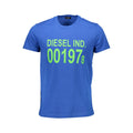 T-shirt azul Diesel com estampado verde DIESEL IND. 001978 no peito