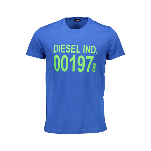 T-shirt azul Diesel com estampado verde DIESEL IND. 001978 no peito